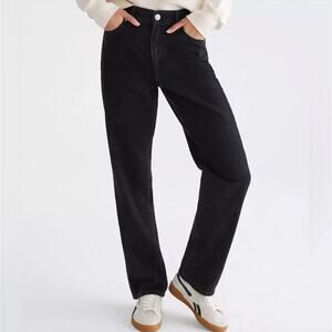 Aeropostale NWT High Rise Baggy Jeans Black Denim Womens Sz 12 90s Relaxed